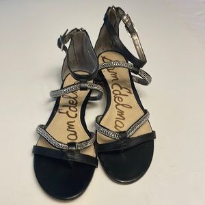 Sam Edelman “RENEE” Black Leather Gladiator Sandals. Size-6. Preowned.